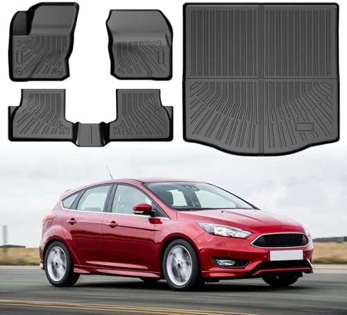 Focus Floor Mats - Car Mats for Ford Focus 2012–2018 Sedan (Not for Hatchback/RS/ST), All Weather Full Set Cargo Liner with Backrest Mat for Focus Accessories, Heavy Duty Waterproof, Black by cartist