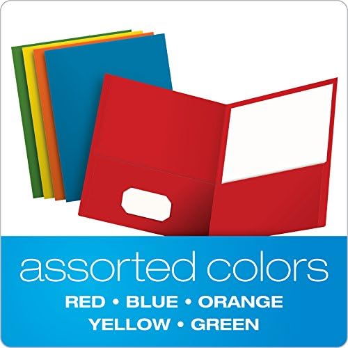 Oxford 2 Pocket Folders, Textured Paper, Assorted Colors (Light Blue, Red, Yellow, Orange, Green), Letter Size, 50 Per Box - Image 3