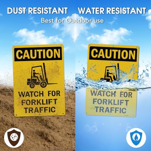 T&R Large Watch For Forklift Traffic Sign - 2 Pack - 14 x 10 Inches Rust Free .040 Aluminum Reflective - UV Protected, Waterproof and Fade Resistant - 6 Pre-drilled Holes - Image 4