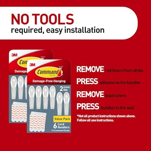 Command Plastic Cord Bundlers, Damage-Free Cable Organizer, No Tools Required, 12 Gray and 24 Adhesive Strips - Image 4