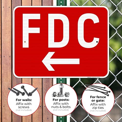 FDC Left Arrow Sign, Red Background, - Image 4