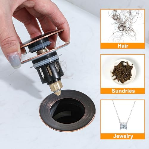 TIORIY Bathroom Sink Stopper, Pop Up Sink Drain Plug, Oil Rubbed Bronze - Image 5