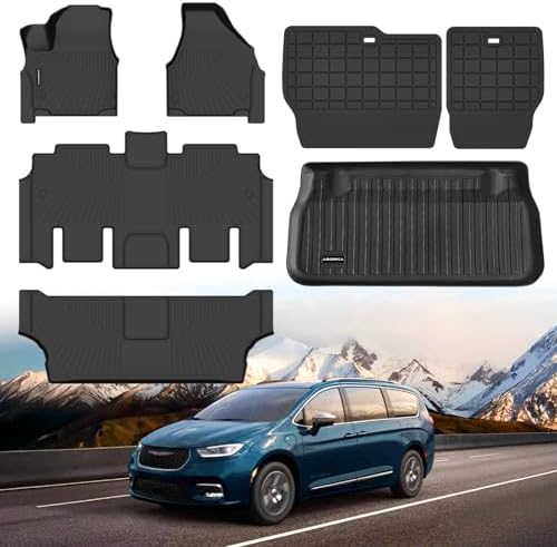 Floor Mats Full Set for Chrysler Pacifica 2017-2025 Touring Gas 7 Seater by Aroppca