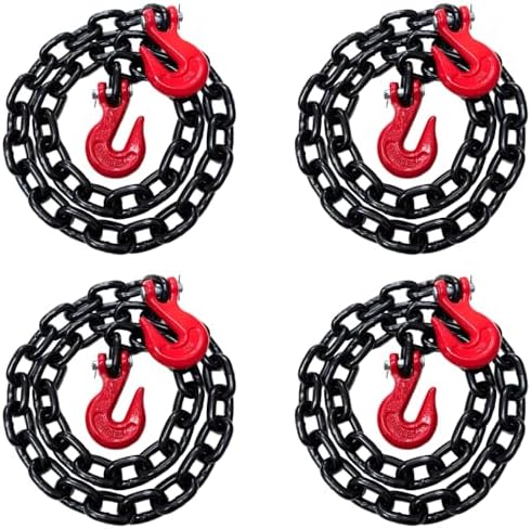 4PK Falcon Cargo 1/2" X 6' Grade 80 Transport Binder Chain - 12,000 LBS WLL - Clevis Grab Hook, Tie-Down, Towing by Falcon+Cargo