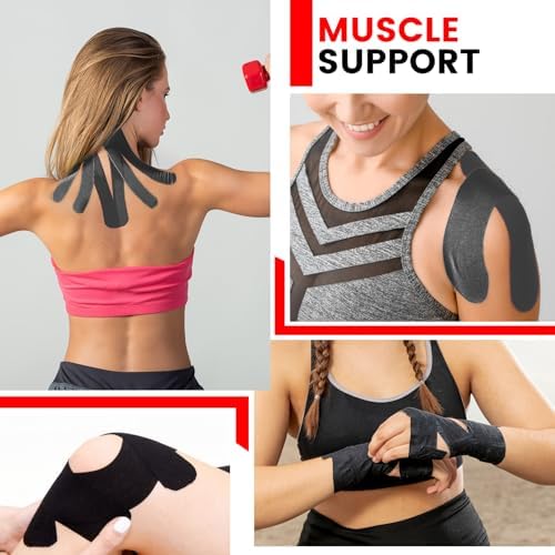 5 Rolls Black Kinesiology Tape, 2 inch x 16.4 Feet Kinetic Tape - Image 6