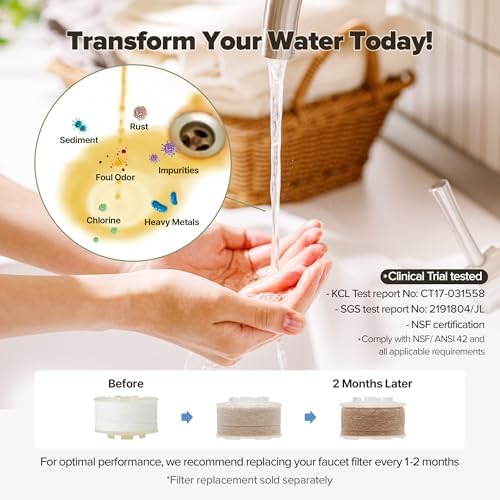[6Months Set] Bathroom Sink Faucet Water Filter, Vitamin C Gel, Olive Green - Image 7