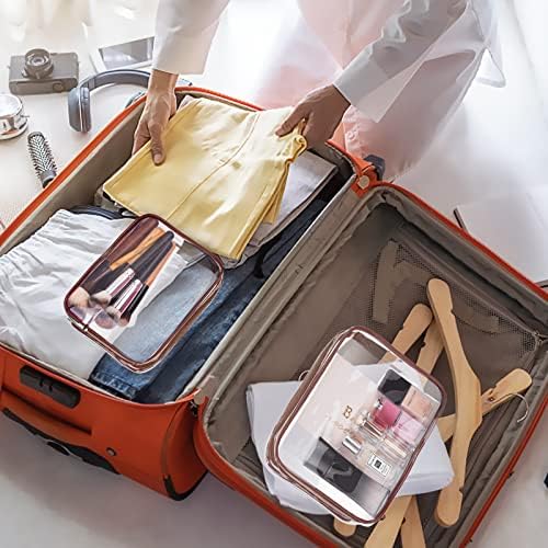 5Pcs Crystal Clear PVC Travel Toiletry Bag Kit for Women Men, Waterproof Vinyl Packing Organizer Storage Bags with Zipper Handle Straps, Cosmetic Pouch Carry on Airport Airline Compliant Bag Handbag - Image 3