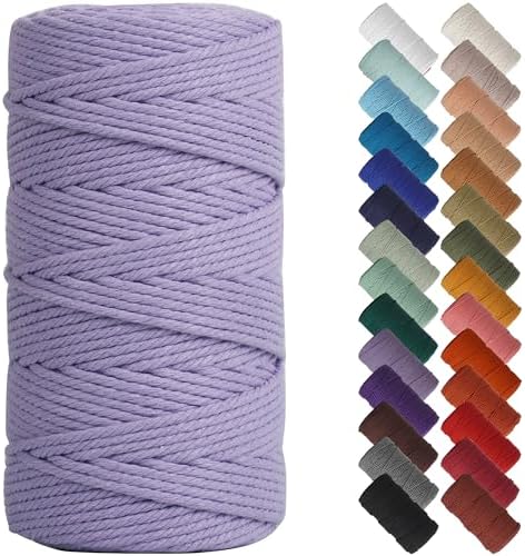 NOANTA Light Purple Macrame Cord 3mm x 220yards, Cotton Rope Macrame Yarn by NOANTA