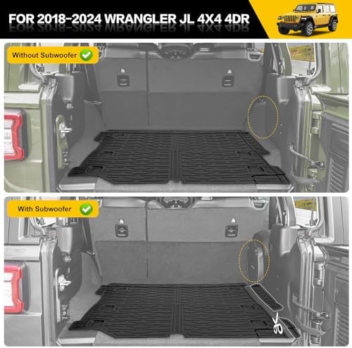 Rear Cargo Mat for 2018-2026 Jeep Wrangler JL Unlimited 4X4 Cargo Liners All Weather TPE Protection Anti-Slip Trunk Mat for 18-26 Wrangler JL 4X4 4 Door Accessories - Image 2