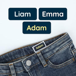 TeddyLabels - Clothing Labels for Nursing Home (60) – Self-Adhesive Name Tags for Clothes and Personal Items. Personalized Labels for Daycare, Nursing Homes, and Laundry Use - Dark Navy Blue by Teddylabels