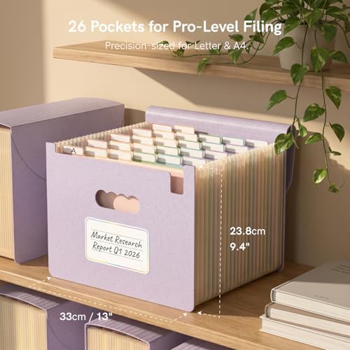 ABC life 26 Pockets Accordion File Organizer, Dusty Lavender - Image 2