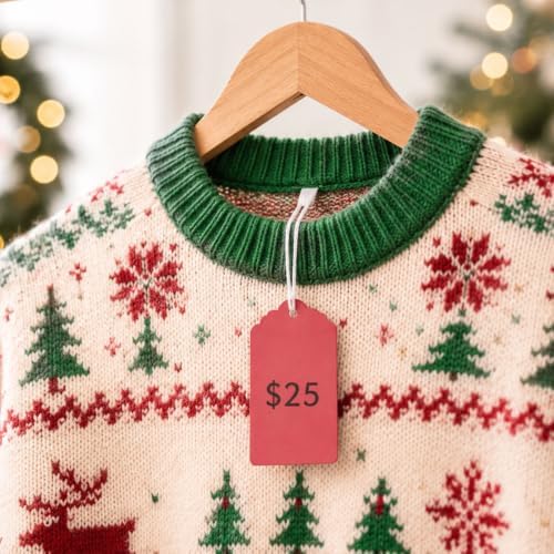 joycraft 200Pcs Price Tags with String Attached, 2.8x1.6In Red Gift Tags - Image 6