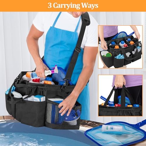 LoDrid Hot Tub Chemical Storage Bag with Handle and Shoulder Strap, Black - Image 5
