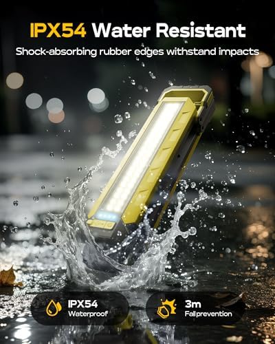 Mechanics Work Light, Under Hood Working Light Bar with Magnetic, 5600AH 3600LM Portable Cordless Work Light for Mechanic, Job Site Lighting for Underhood/Mechanic/Car Repairing/Garage -Yellow - Image 6