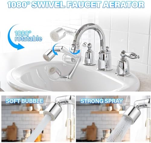 Bathroom Sink Faucet Filter, 1080° Rotating, 99% Chlorine Remover, 3-Pack - Image 4