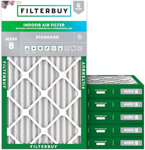 Filterbuy 11.25x23.25x2 Air Filter MERV 8 Dust & Allergy Defense (6-Pack) by Filterbuy