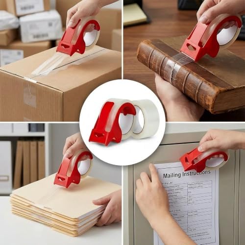 Clear Packing Tape 1.88 Inch x 60 Yds x 2 Rolls, Packing Tape with Dispenser, Heavy Duty Packaging Tape, Strong Adhesive Moving Tape, Tear Resistant, Easy Tear, No Residue for Shipping - Image 6