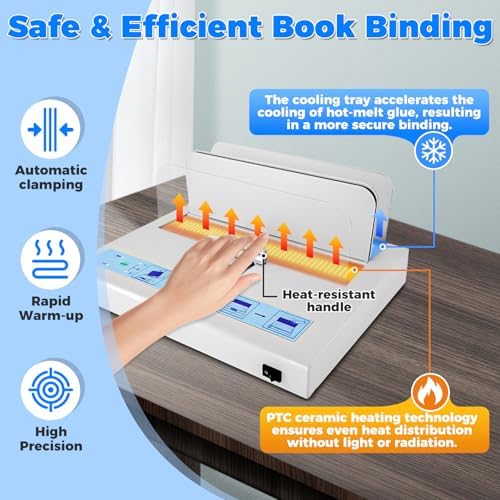 Thermal Binding Machine 500 Sheets Capacity Book Binding Material with 10 Letter Size Envelopes, A3/A4/A5 Document Heat Binder Hot Melt Machine Metal Thermal Binder Contract Document Invoice - Image 2