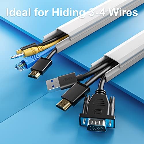 Yecaye TV Cord Hider, 42in Cord Cover Wall Mounted, W1.18in H0.6in, White - Image 4
