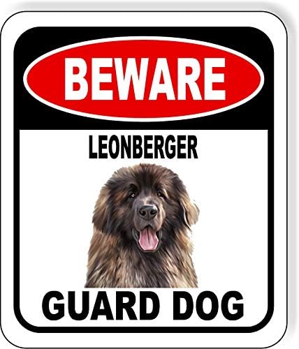 BEWARE LEONBERGER GUARD DOG Aluminum Composite Outdoor Sign 8.5" x10" Metal Security Notice for Yard, Fence, Porch, Property, and Business – No Trespassing, Warning, Attack Dogs, Protection by WorkHouseSigns