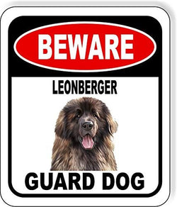 BEWARE LEONBERGER GUARD DOG Aluminum Composite Outdoor Sign 15" x18" Metal Security Notice for Yard, Fence, Porch, Property, and Business – No Trespassing, Warning, Attack Dogs, Protection by WorkHouseSigns