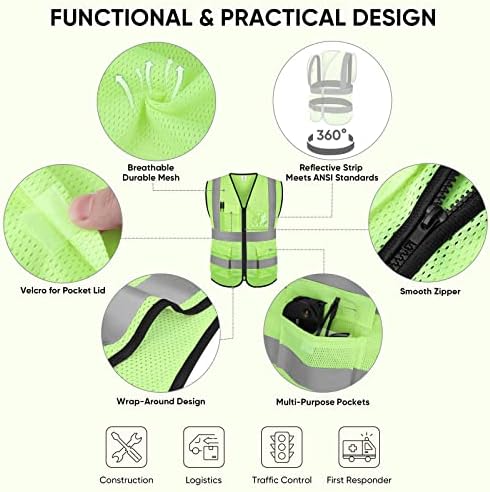 TICONN High Visibility Reflective Safety Vest for Men & Women, ANSI Class 2 - Image 2