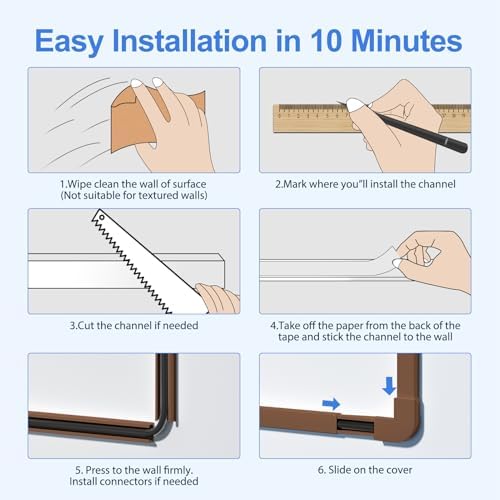 Yecaye Cord Hider, 113in One-Cord Cable Raceways, W0.59in H0.4in, Brown - Image 7