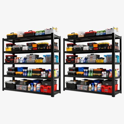 5-Tier Metal Garage Shelving Unit | Adjustable Garage Shelving, Store Shelving, 2,500LBS Capacity, Easy to Assemble,Ideal for Garage and Basement Storage(5T-72H*36.03W*16D)*2 by KLRFUA