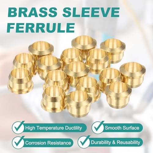 PATIKIL 6 mm OD Tube Compression Sleeves Ferrules, 16 Pack Brass Ferrule Compression Fittings for Water Oil Air Pipes - Image 3