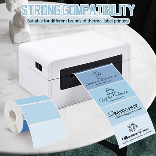 3" x 2" Blue Thermal Label,Self-Adhesive Rectangle Thermal Sticker Labels for Logo Design,Name/Price Tag,Thanks Card,Address,QR Code - Image 4