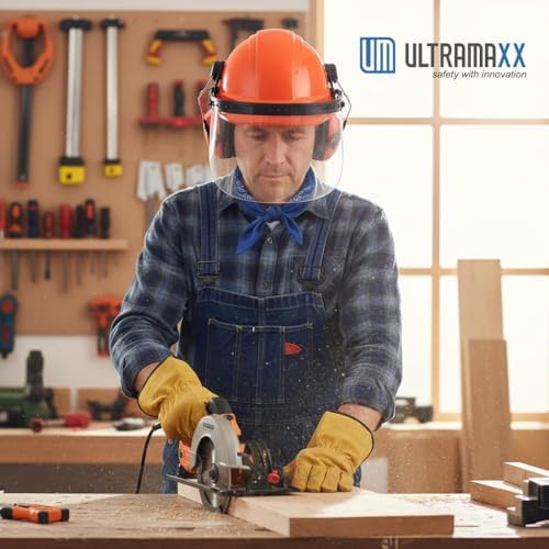 UM ULTRAMAXX 6-in-1 Chainsaw Helmet with Face Shield and Hearing Protection Ear Muffs, Forestry Safety Hard Hat Kits, ANSI Z89.1 Approved Certified Arborist Helmet - Image 4