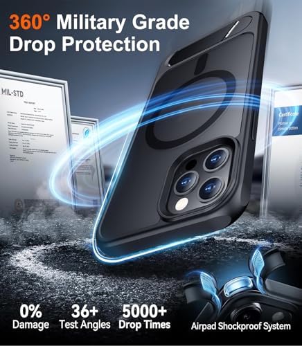 Temdan Magnetic Compatible with iPhone 12 Case & iPhone 12 Pro Case, [Built-in Invisible Kickstand][Compatible with MagSafe][Military Grade Shockproof] Slim Translucent Matte Phone Case 6.1" - Image 4