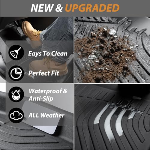 AIPOIL® Floor Mats & Cargo Liner Set for 2016 2017 2018 2019 2020 2021 Hyundai Tucson (Not for Hybrid) All Weather Protection TPE Anti-Slip Automotive Full Set Custom Car Mats Accessories - Black - Image 4