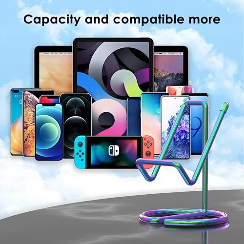 Metal Cell Phone Stand for Desk, Cute One-Piece Phone Holder, Stable Desktop Display Dock for iPhone, iPad, Samsung, Tablets & All Mobile Phones, Colorful - Image 3