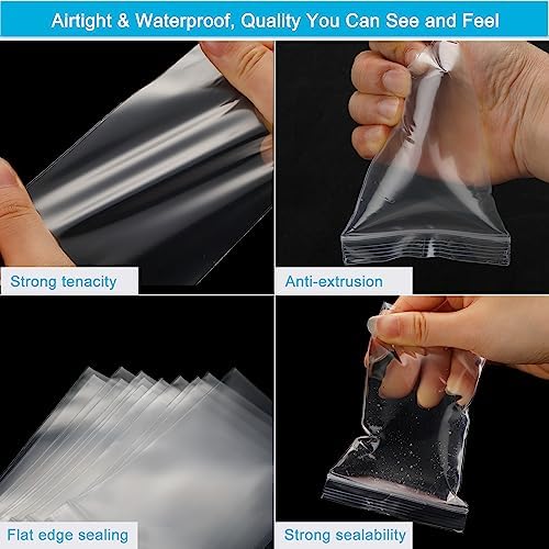 3''x 3'', (Pack of 100) 2 mil Thick Clear Plastic Reclosable Zip Poly with Resealable Lock Seal Zipper, Clear Small Zip, Jewelry, Candy, Storage, Packaging & Shipping… - Image 3