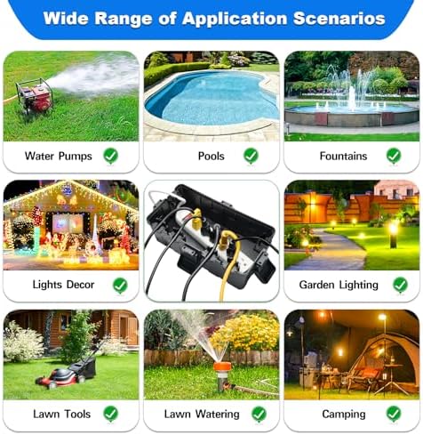 Hrensaw Medium Outdoor Electrical Box(10.6x5.5x4.5inch),IP54 Waterproof Extension Cord Cover w/6 Cable Entry,Weatherproof Connection Box Protect Power Strip,Timer,Plug,Holiday Lights,Black - Image 7