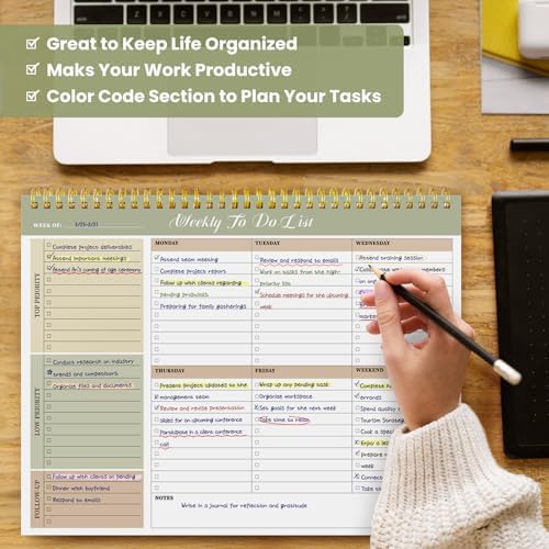 Weekly To Do List Notepad with 52 Undated Sheets（8.5"×11"）6 Pack - Undated Weekly Planner Notepad for Office Desk Accessories and Supplies - Forest Shades - Image 7