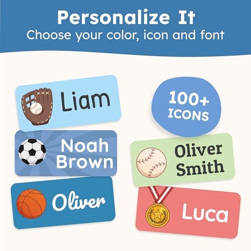Personalized Name Labels for Kids (210 Labels) - Durable & Waterproof Custom Name Stickers for Clothing Tags, School Supplies, Camp & Daycare - League (1.2”x0.5”) - Image 4
