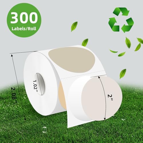 2 Inch Round Thermal Label Stickers, Circle Thermal Stickers Labels, Waterproof Direct Thermals Printer Label-300 Sheets/Autumn Colors - Image 2