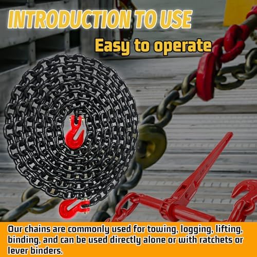 5/16" Binder Chain,15FT Trailer Safety Chains with Clevis Grab Hooks, 4:1 Safety Factor, 4,900 lbs Safe Working Load | Heavy Duty Chain for Towing,Transporting,Logging(EP Black) - Image 6