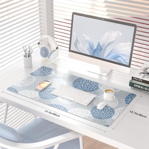 QIYI PU Leather Large Mouse Pad, Waterproof Desk Mat, 31.5" x 15.7", Dahlia - Image 2