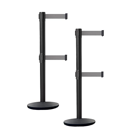 Crowd Control Warehouse CCW Set of 2 Dual Retractable Belt Barrier Stanchion by Crowd+Control+Warehouse