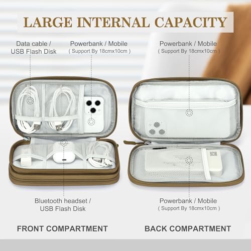 FYY Electronic Organizer, Travel Tech Pouch Bag, Medium, Brown - Image 3