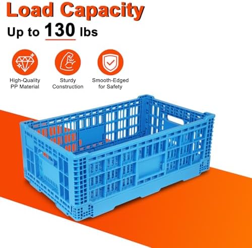 52L Plastic Collapsible Storage Bins with Handles, - Image 3