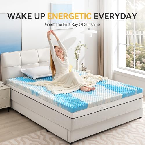 SINWEEK 3 Inch Egg Crate Memory Foam Mattress Topper Queen Size, Soft Mattress Pad for Back Pain Relief, Bed Topper, CertiPUR-US Certified, Blue - Image 6