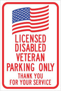 Licensed Disabled Veteran Parking Only Sign (Red Version) Metal Sign 8 x 12 Inch Wall Decor for Indoor & Outdoor Use by OUGESEN