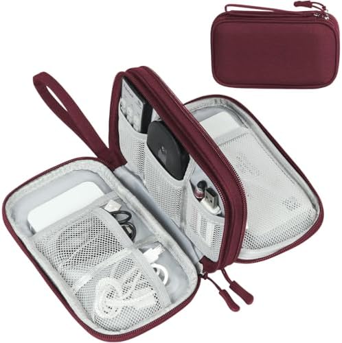 FYY Electronic Organizer, Travel Tech Pouch Bag, Medium, Wine Red by FYY