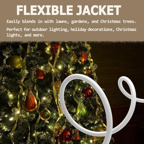 Indoor Outdoor Extension Cord 6 FT Waterproof, 16/3 Gauge Heavy Duty White Extension Cords, 13A 1625W SJTW Extension Cord with 3 Prong Grounded Plug, Great for Tools, Lights, UL Listed, 2PK - Image 5