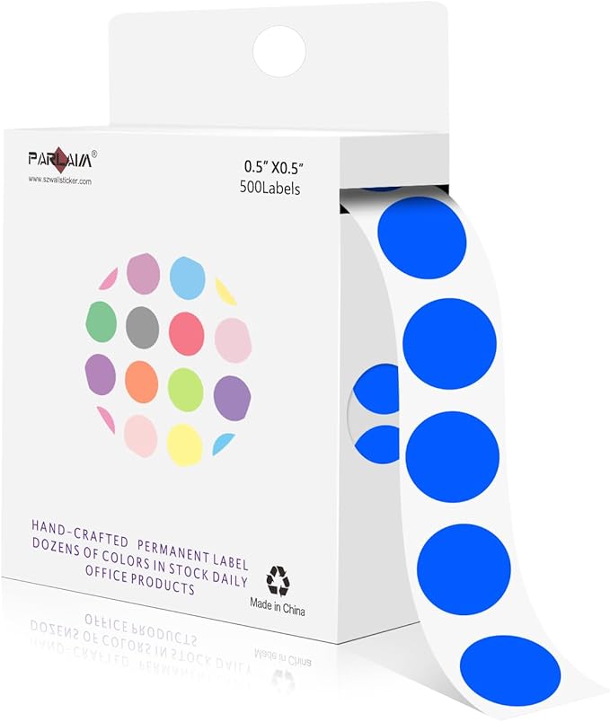 PARLAIM 1/2 Inch Round Adhesive Color-Code Dot Stickers, 500 Stickers Inventory by PARLAIM