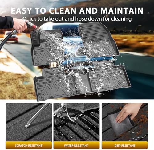 Powerty Floor Mats for 2015-2024 Ford Edge All Weather 3D TPE Anti-Slip Car Liners for 1st & 2nd Row Accessories - Image 4